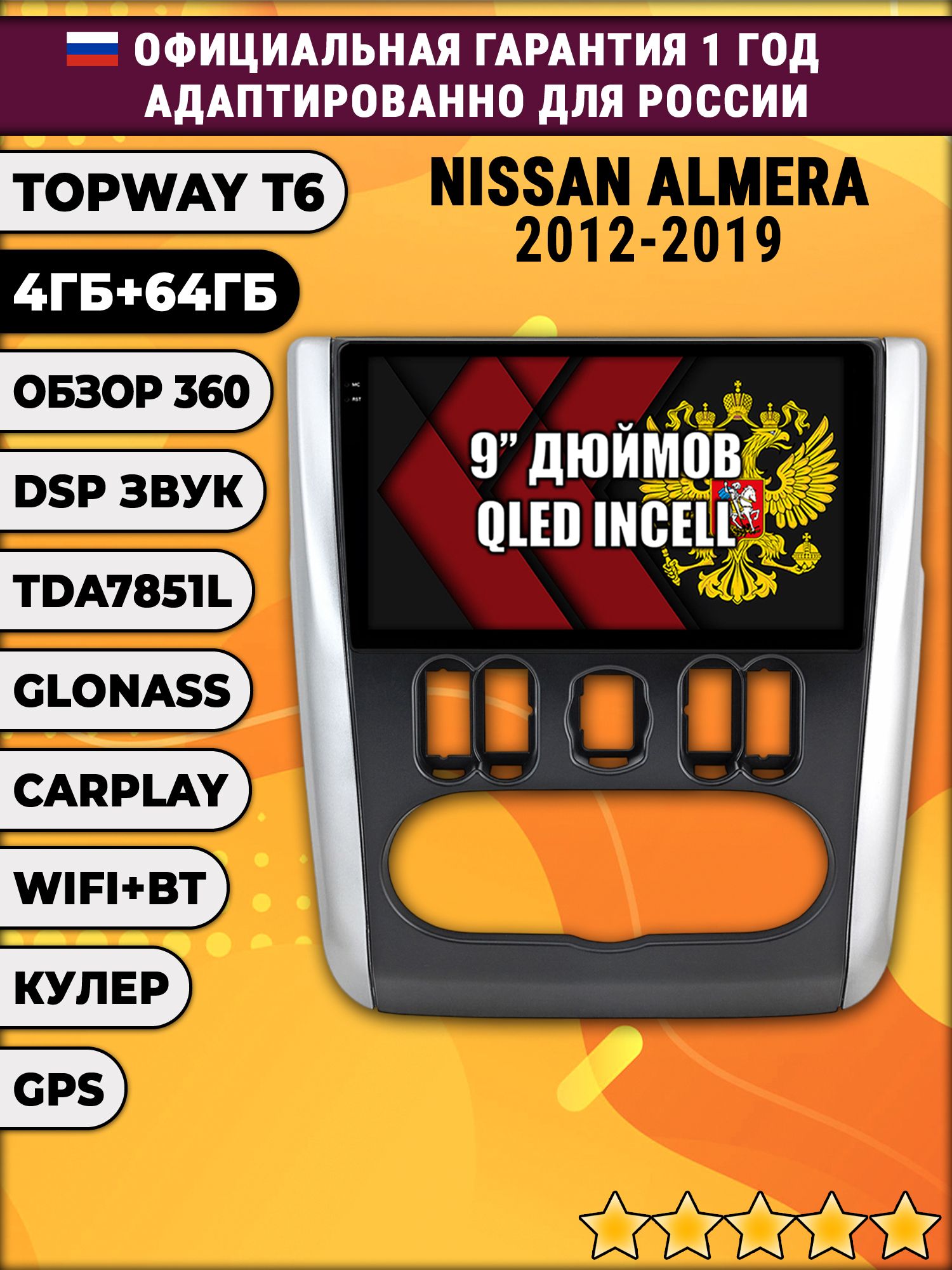 4гб+64гб с DSP для NISSAN ALMERA (2012 - 2019), рамка серая, Android магнитола, без слота под симку, усилитель звука TDA7851 и поддержка 360 камер
