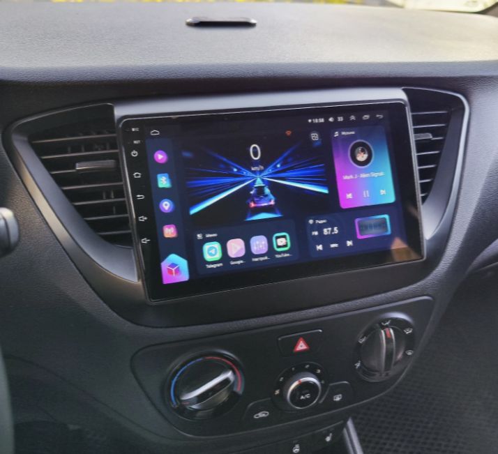 TS105, память 8/128гб для HYUNDAI SOLARIS (2017 2018 2019 2020) Соларис, Android магнитола, рамка черная матовая