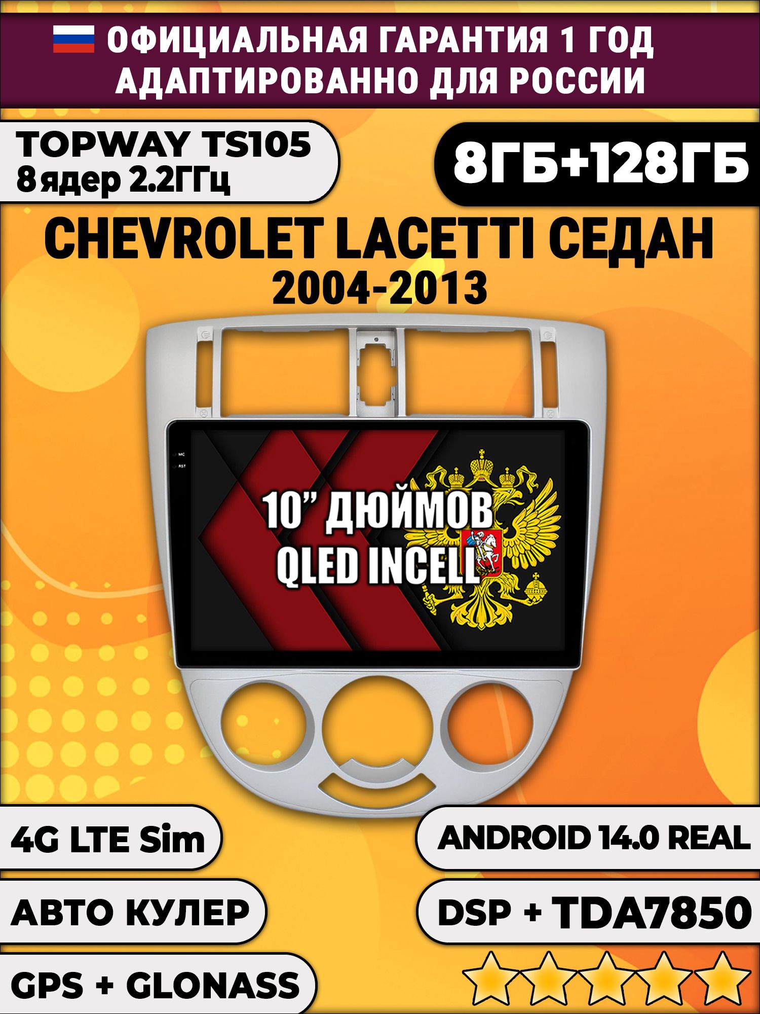 8 ядер TS105, 8/128гб для CHEVROLET LACETTI, Android магнитола - Рамка под кондиционер